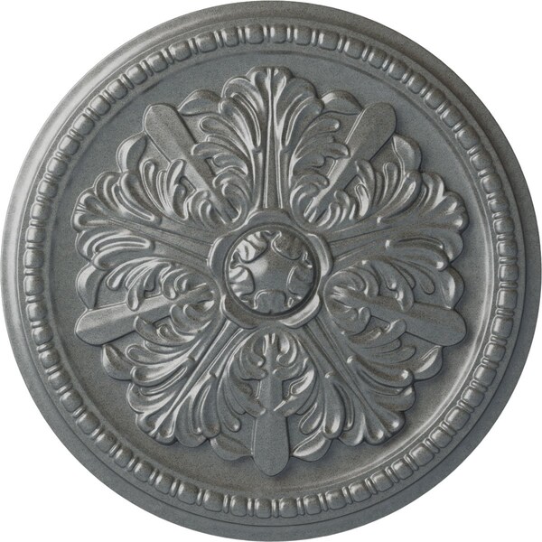 Ekena Millwork Swindon Ceiling Medallion (Fits Canopies up to 2 7/8"), Hand-Painted Platinum, 16 7/8"OD x 1 1/2"P CM16SWPLS - main